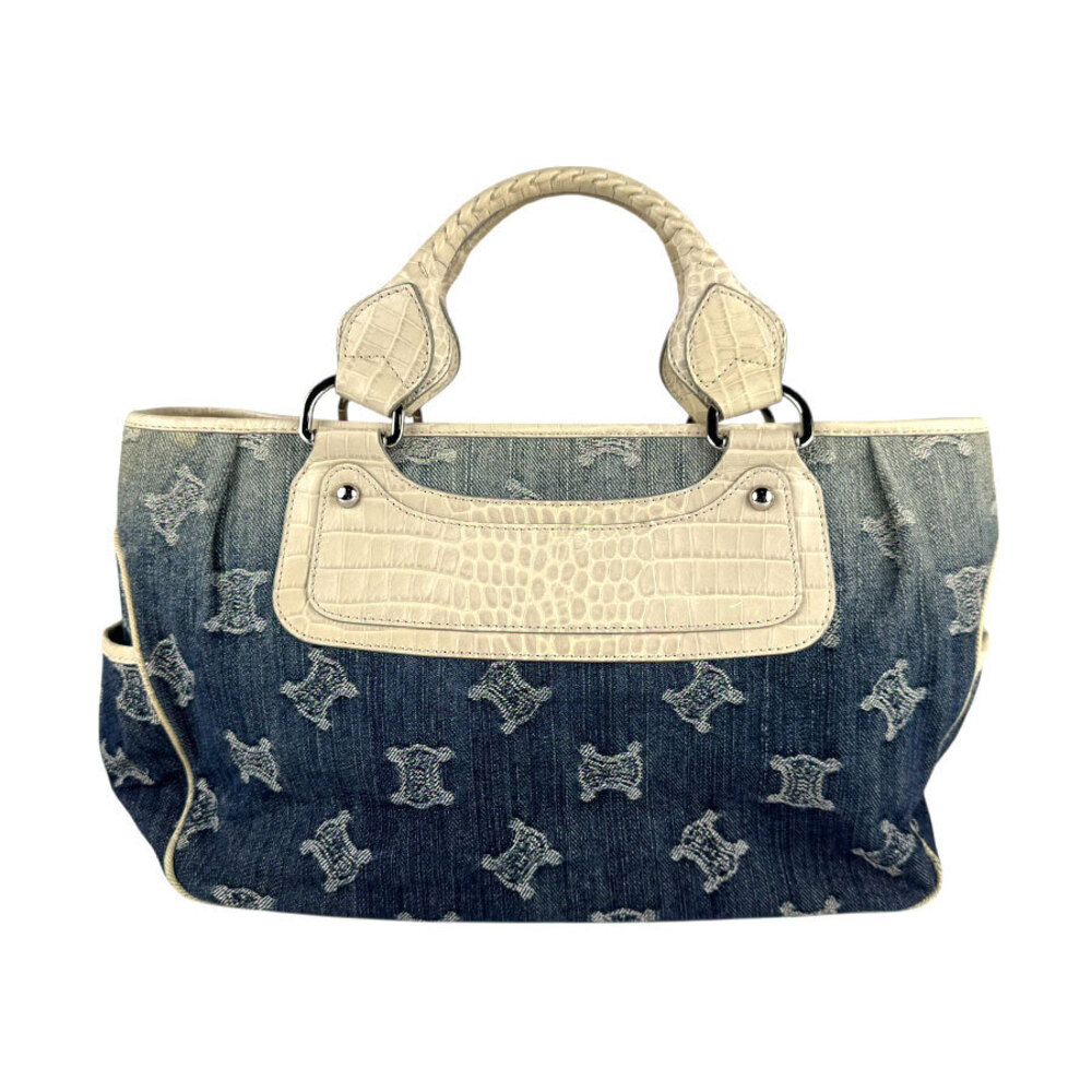 Celine silver denim leather White Bag Blue embossed Indigo Boogie - Picture 2 of 4